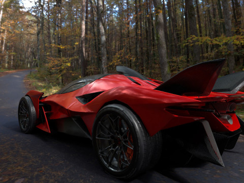 Futuristic Low Poly Concept Supercar Low-poly Model 3D