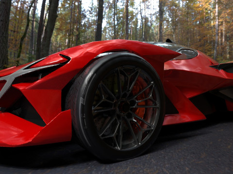 Futuristic Low Poly Concept Supercar Low-poly Model 3D