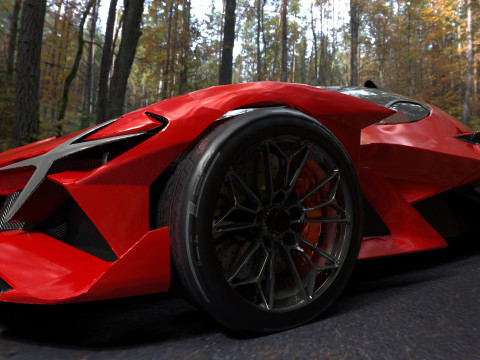 Futuristic Low Poly Concept Supercar Low-poly Model 3D