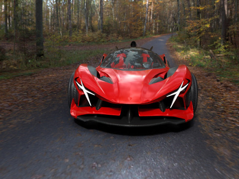 Futuristic Low Poly Concept Supercar Low-poly Model 3D