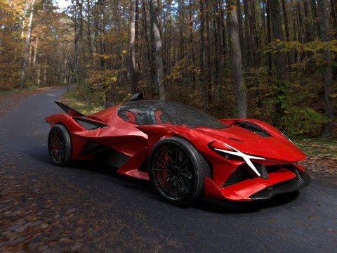 Futuristic Low Poly Concept Supercar Low-poly Model 3D