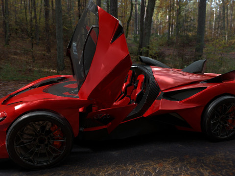 Futuristic Low Poly Concept Supercar Low-poly Model 3D