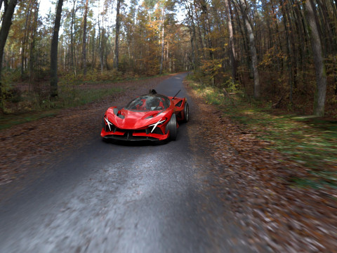 Futuristic Low Poly Concept Supercar Low-poly Model 3D