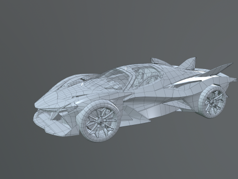Futuristic Low Poly Concept Supercar Low-poly Model 3D