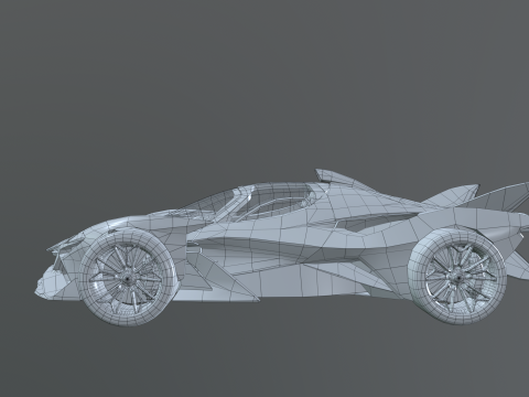 Futuristic Low Poly Concept Supercar Low-poly Model 3D