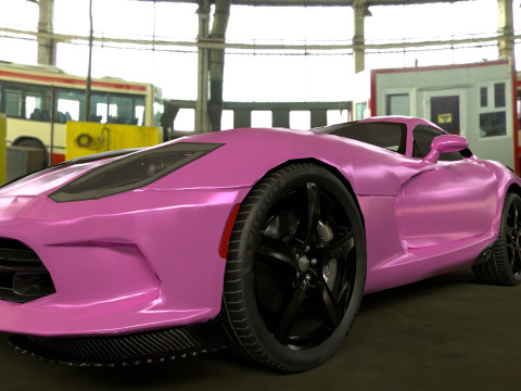Realistic Sports Car Low-poly Modello 3D