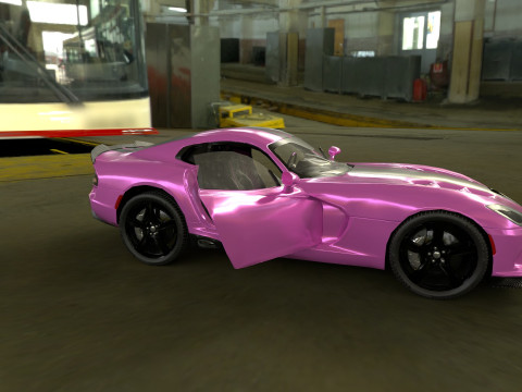 Realistic Sports Car Low-poly Modello 3D