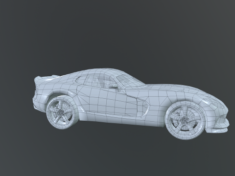 Realistic Sports Car Low-poly Modello 3D