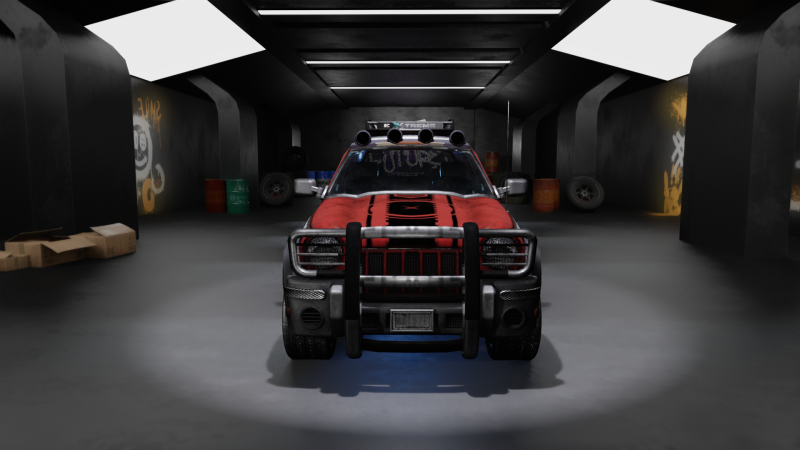 Survival 4x4 Vehicle Realistic 3D Asset Garage Scene 3D मॉडल .c4d .max .obj .3ds .fbx .stl .blend 
