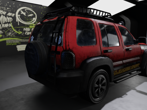 Survival 4x4 Vehicle Realistic 3D Asset Garage Scene 3D मॉडल