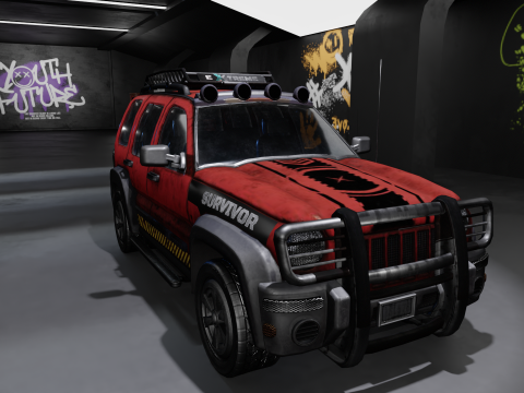 Survival 4x4 Vehicle Realistic 3D Asset Garage Scene 3D मॉडल