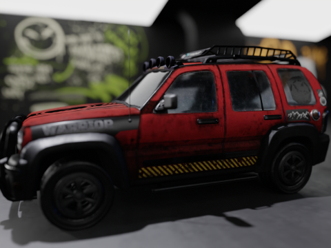 Survival 4x4 Vehicle Realistic 3D Asset Garage Scene 3D मॉडल