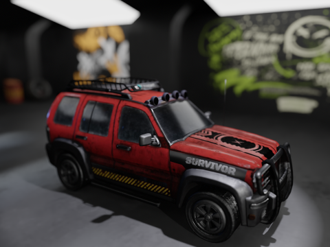 Survival 4x4 Vehicle Realistic 3D Asset Garage Scene 3D मॉडल