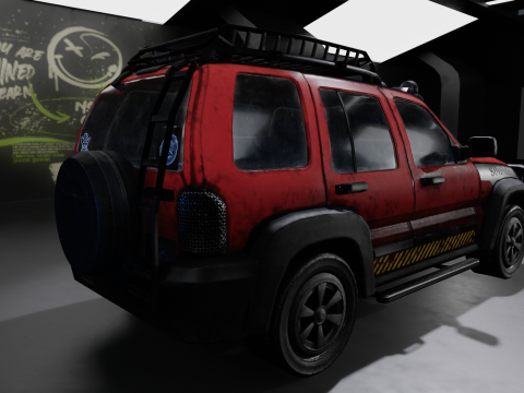 Survival 4x4 Vehicle Realistic 3D Asset Garage Scene 3D मॉडल