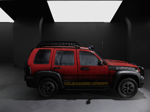 Survival 4x4 Vehicle Realistic 3D Asset Garage Scene 3D मॉडल