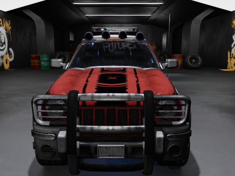 Survival 4x4 Vehicle Realistic 3D Asset Garage Scene 3D मॉडल
