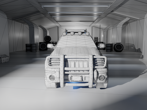 Survival 4x4 Vehicle Realistic 3D Asset Garage Scene 3D मॉडल