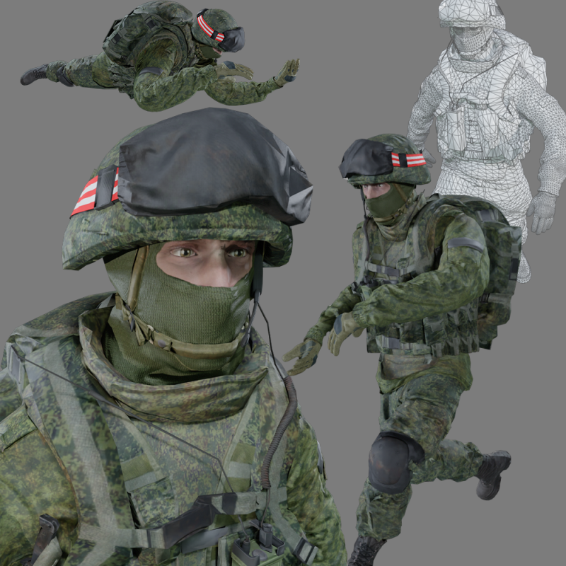 Realistic Modern Soldier Rigged Animated 3D Модель .c4d .max .obj .3ds .fbx .stl .blend
