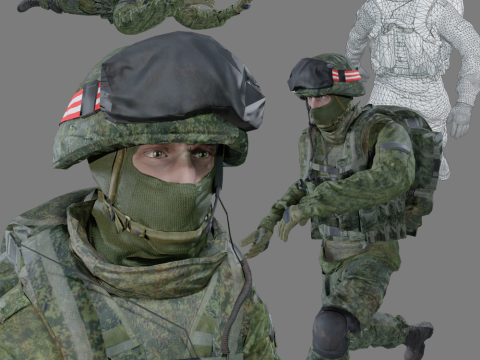 Realistic Modern Soldier Rigged Animated 3D Model