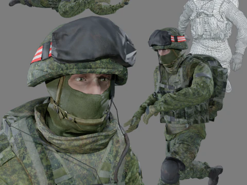 Ger&ccedil;ek&ccedil;i Modern Asker Hileli Animasyonlu 3D Model