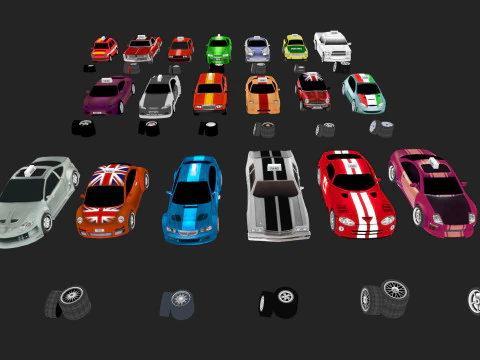 Low Poly Taxi Cars Pack 3D Model