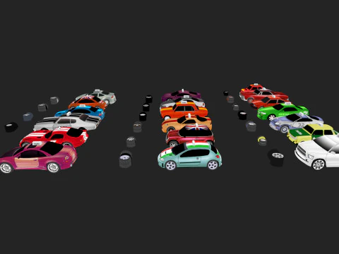 Low Poly Taxi Cars Pack 3D Model