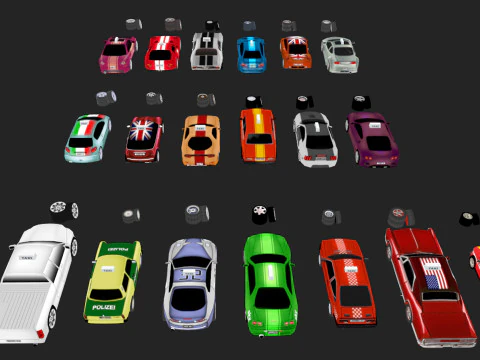 Low Poly Taxi Cars Pack 3D Model