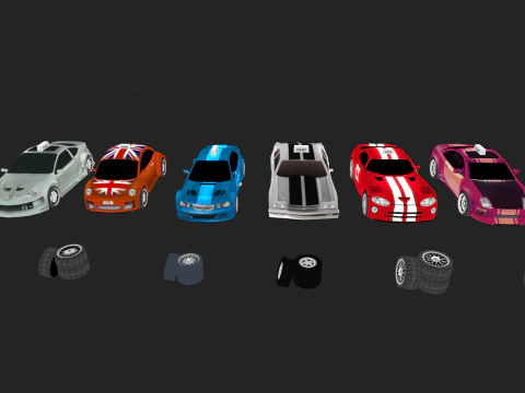 Low Poly Taxi Cars Pack 3D Model