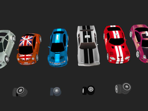 Low Poly Taxi Cars Pack 3D Model