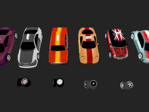 Low Poly Taxi Cars Pack 3D Model