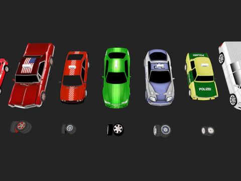 Low Poly Taxi Cars Pack 3D Model
