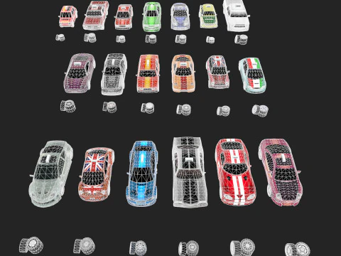 Low Poly Taxi Cars Pack 3D Model