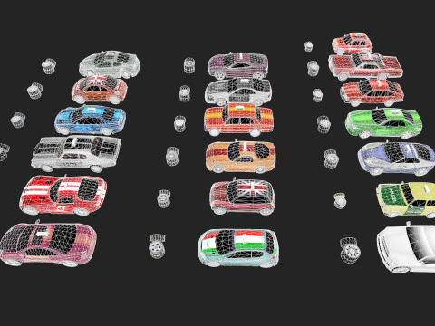 Low Poly Taxi Cars Pack 3D Model