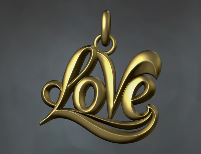 Love Pendant Jewelry 3D Print Model .c4d .max .obj .3ds .fbx .stl .blend