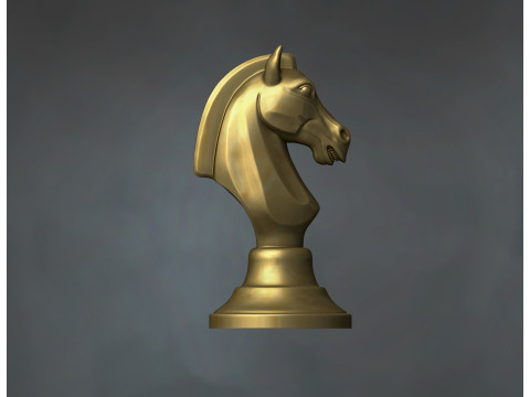 Horse head chess piece sculpture Modèles 3D en vedette
