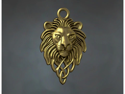 Pingente Cabe&ccedil;a de Le&atilde;o Celta Modelo de Impressão 3D