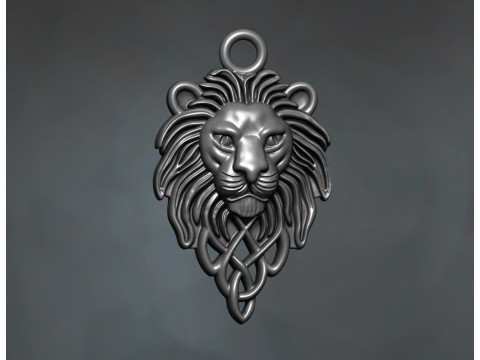 Pendentif tête de lion celtique Modèles 3D en vedette