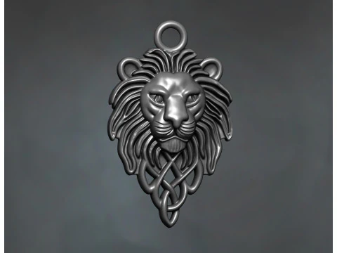 Celtic Lion Head Pendant 3D Print Model