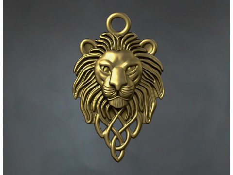 Pendentif tête de lion celtique Modèles 3D en vedette