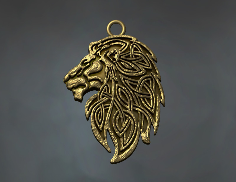 Celtic Braided Lion Head Pendant 3D प्रिंट मॉडल .c4d .max .obj .3ds .fbx .stl .blend 