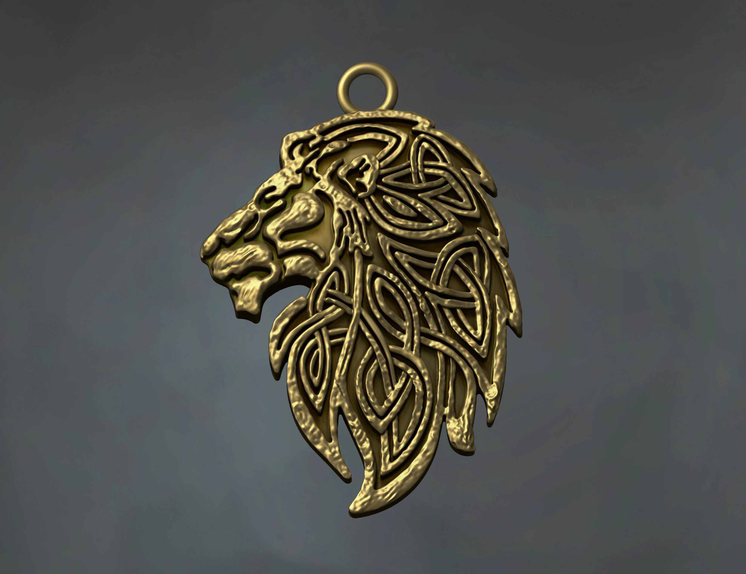 Celtic Braided Lion Head Pendant 3D Print Model .c4d .max .obj .3ds .fbx .stl .blend