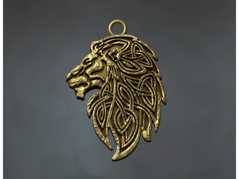 Celtic Braided Lion Head Pendant 3D प्रिंट मॉडल