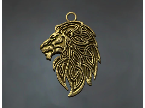 Wisiorek z celtycką plecioną głową lwa Model do druku 3D