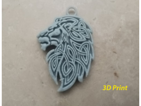 Celtic Braided Lion Head Pendant 3D प्रिंट मॉडल