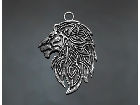 Celtic Braided Lion Head Pendant 3D प्रिंट मॉडल