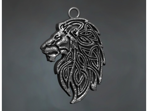 Celtic Braided Lion Head Pendant 3D प्रिंट मॉडल