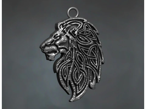 Celtic Braided Lion Head Pendant 3D Print Model