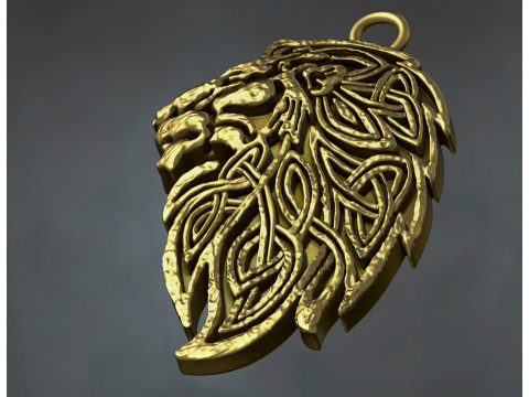 Celtic Braided Lion Head Pendant 3D प्रिंट मॉडल