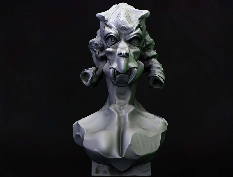 Alien woman bust 3D Print Model .c4d .max .obj .3ds .fbx .stl .blend 