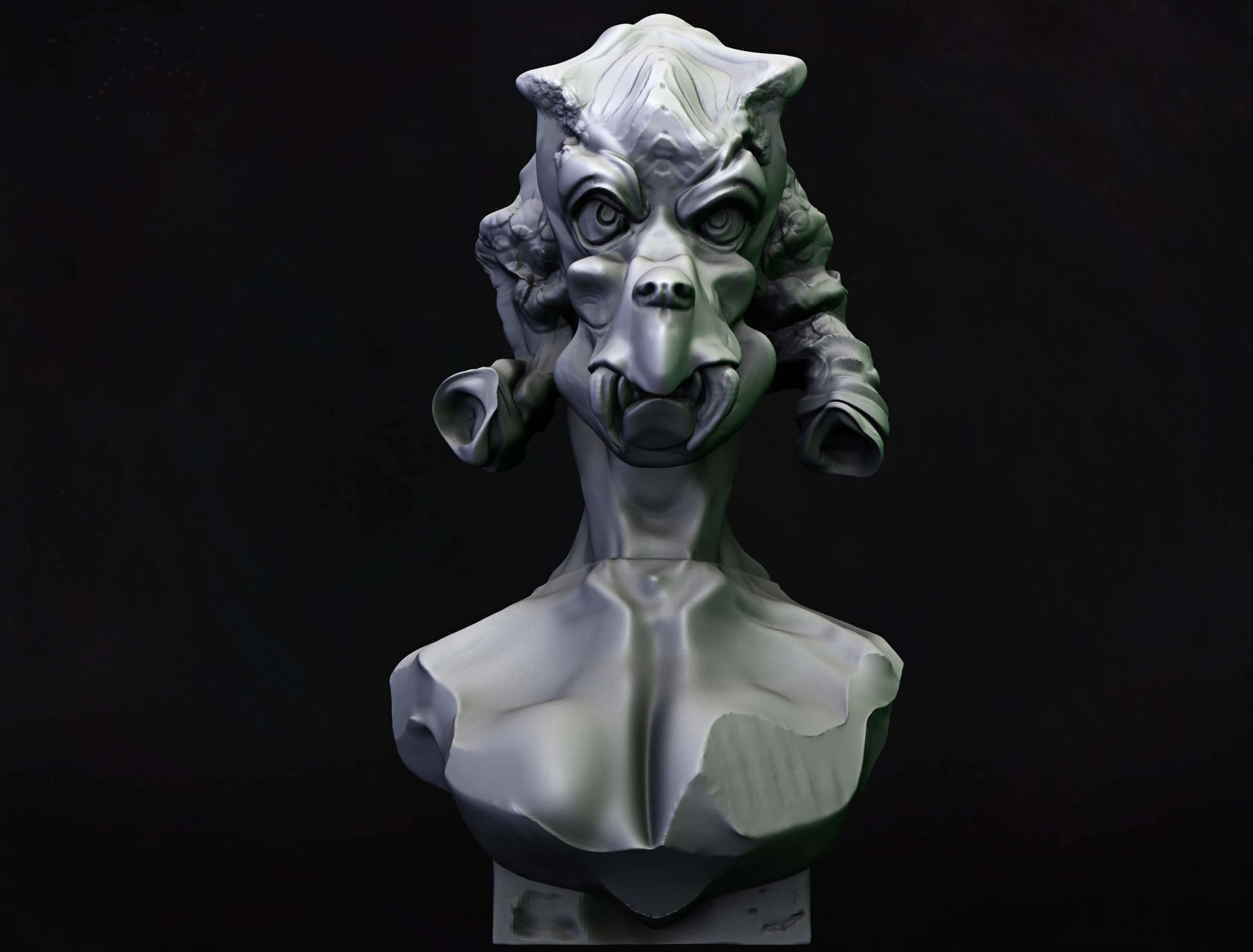 Alien woman bust 3D Print Model .c4d .max .obj .3ds .fbx .stl .blend